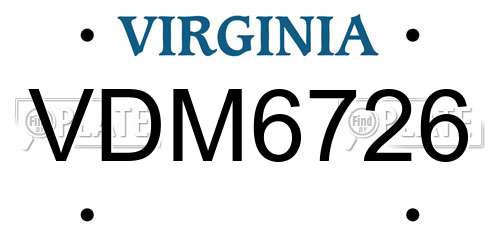 VDM6726 Virginia License Plate