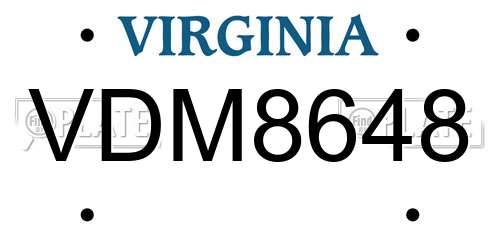 VDM8648 Virginia License Plate