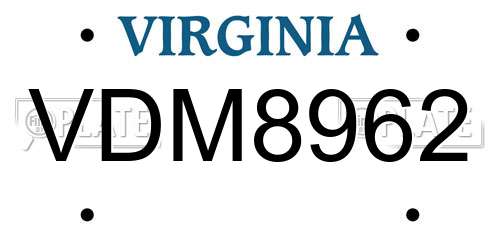 VDM8962 Virginia License Plate