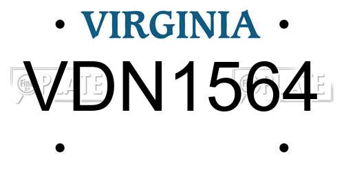 VDN1564 Virginia License Plate