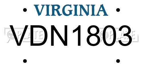 VDN1803 Virginia License Plate