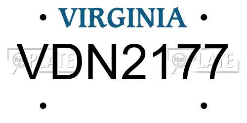 VDN2177 Virginia License Plate