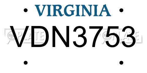 VDN3753 Virginia License Plate