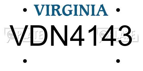 VDN4143 Virginia License Plate