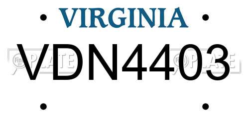 VDN4403 Virginia License Plate