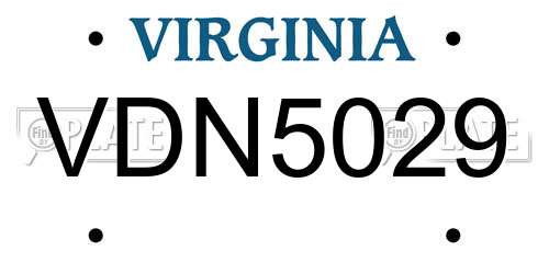 VDN5029 Virginia License Plate