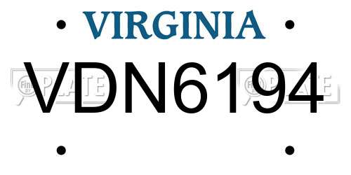 VDN6194 Virginia License Plate