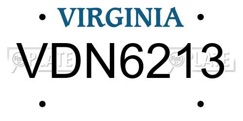 VDN6213 Virginia License Plate