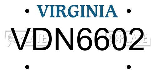 VDN6602 Virginia License Plate