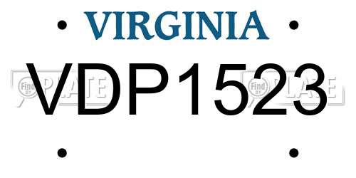VDP1523 Virginia License Plate