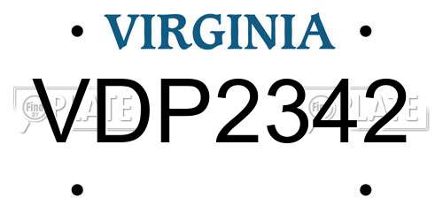 VDP2342 Virginia License Plate