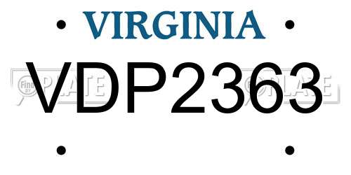 VDP2363 Virginia License Plate