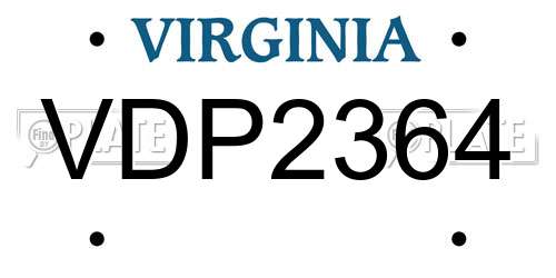 VDP2364 Virginia License Plate