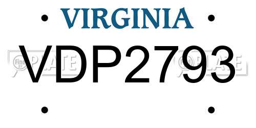 VDP2793 Virginia License Plate