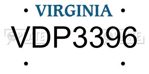 VDP3396 Virginia License Plate