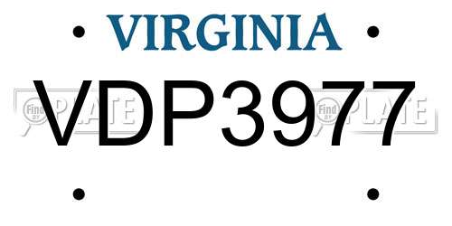 VDP3977 Virginia License Plate
