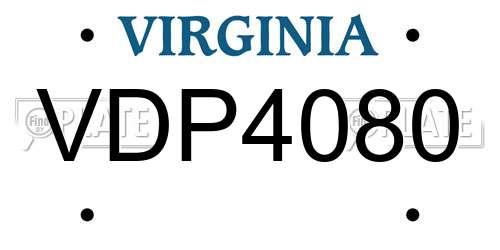 VDP4080 Virginia License Plate