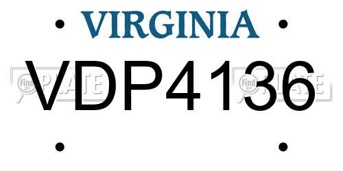 VDP4136 Virginia License Plate