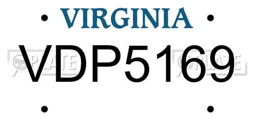 VDP5169 Virginia License Plate