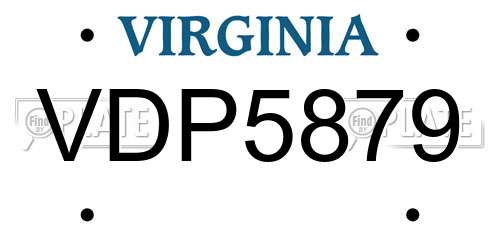 VDP5879 Virginia License Plate