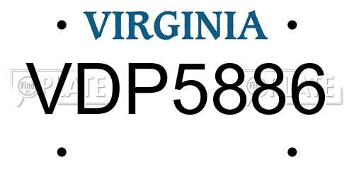 VDP5886 Virginia License Plate