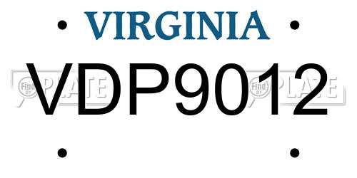 VDP9012 Virginia License Plate