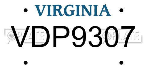 VDP9307 Virginia License Plate
