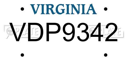VDP9342 Virginia License Plate