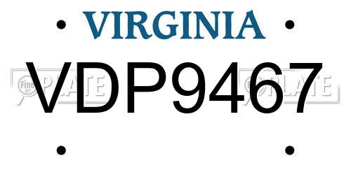 VDP9467 Virginia License Plate