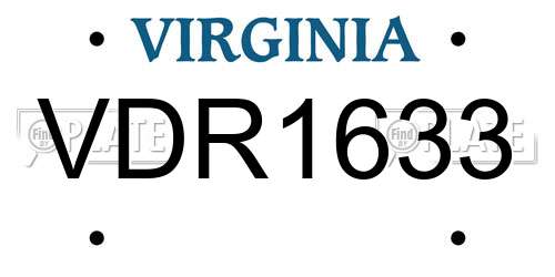 VDR1633 Virginia License Plate