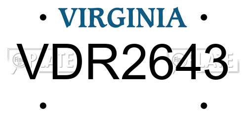VDR2643 Virginia License Plate