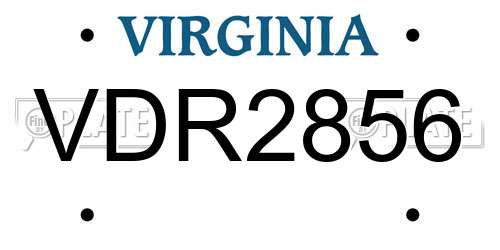 VDR2856 Virginia License Plate