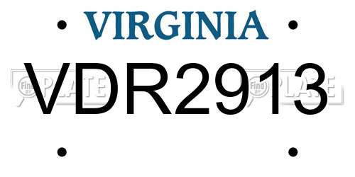 VDR2913 Virginia License Plate
