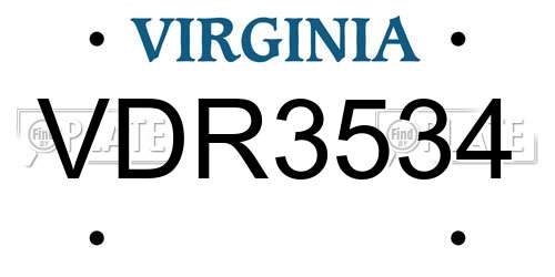 VDR3534 Virginia License Plate
