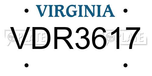 VDR3617 Virginia License Plate
