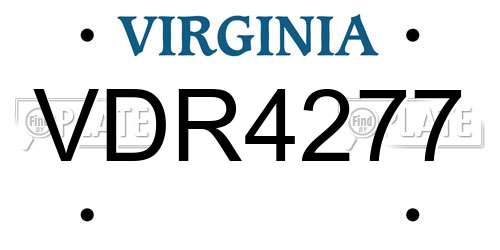 VDR4277 Virginia License Plate