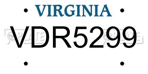 VDR5299 Virginia License Plate