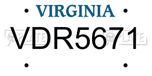 VDR5671 Virginia License Plate