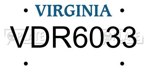 VDR6033 Virginia License Plate