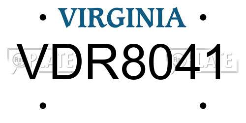 VDR8041 Virginia License Plate