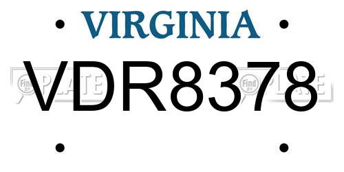 VDR8378 Virginia License Plate