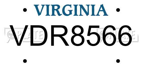 VDR8566 Virginia License Plate