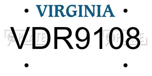 VDR9108 Virginia License Plate