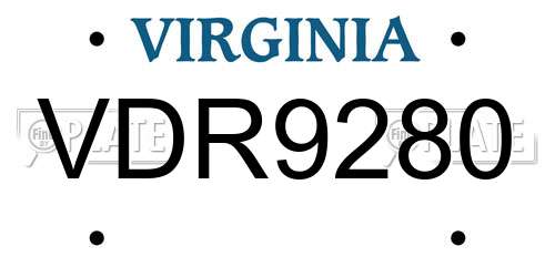 VDR9280 Virginia License Plate