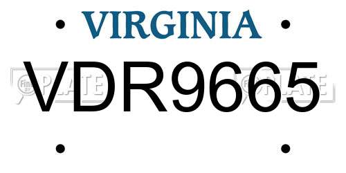VDR9665 Virginia License Plate