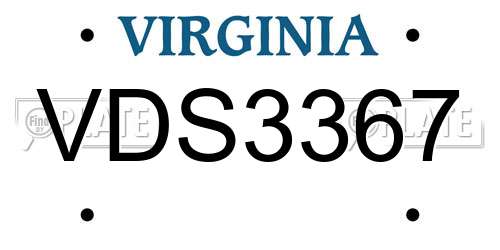 VDS3367 Virginia License Plate