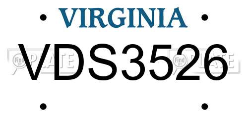 VDS3526 Virginia License Plate
