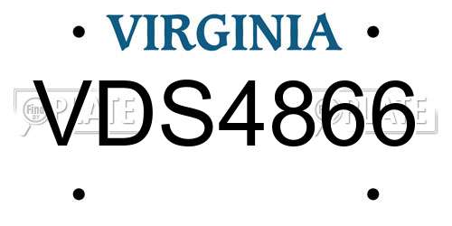 VDS4866 Virginia License Plate