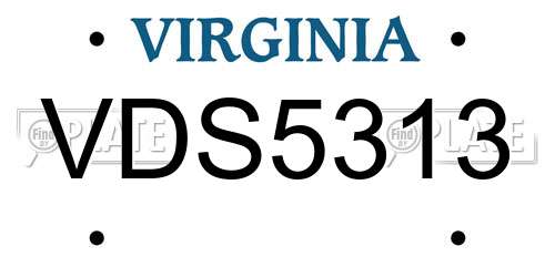 VDS5313 Virginia License Plate