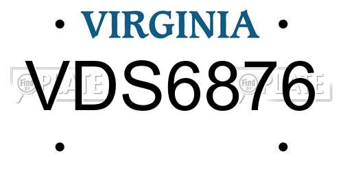 VDS6876 Virginia License Plate